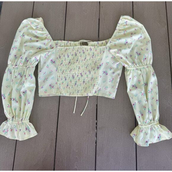 Milk and Honey Y2K Cottagecore Floral Puff Sleeve sweetheart neck boho L/XL - Picture 3 of 5